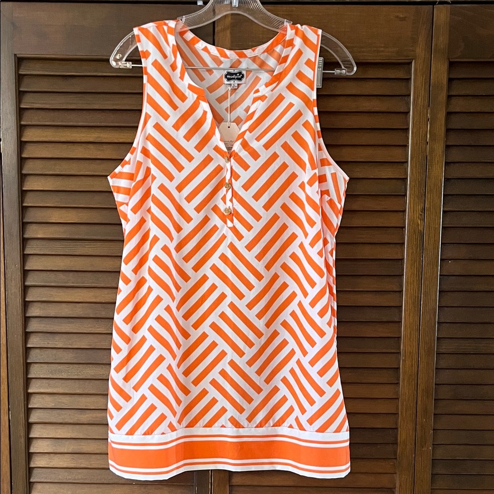 Mud Pie Orange and White Striped Top